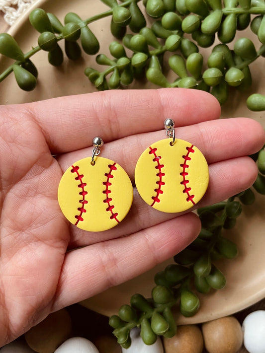 Softball Clay Dangle Earrings