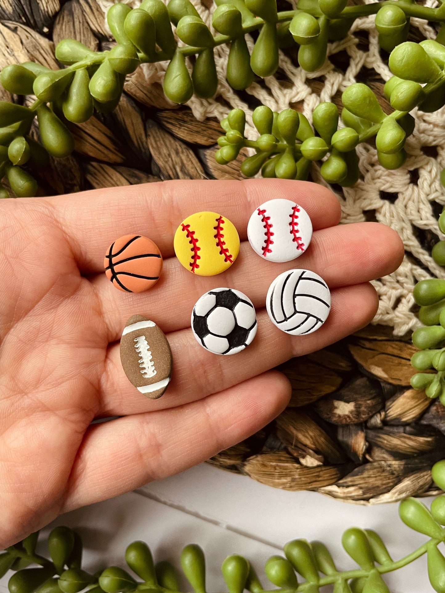 Volleyball Clay Stud Earrings