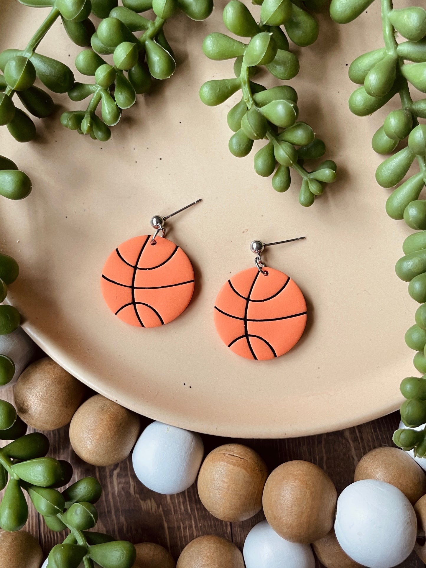 Basketball Clay Dangle Earrings