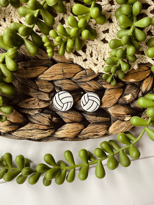 Volleyball Clay Stud Earrings