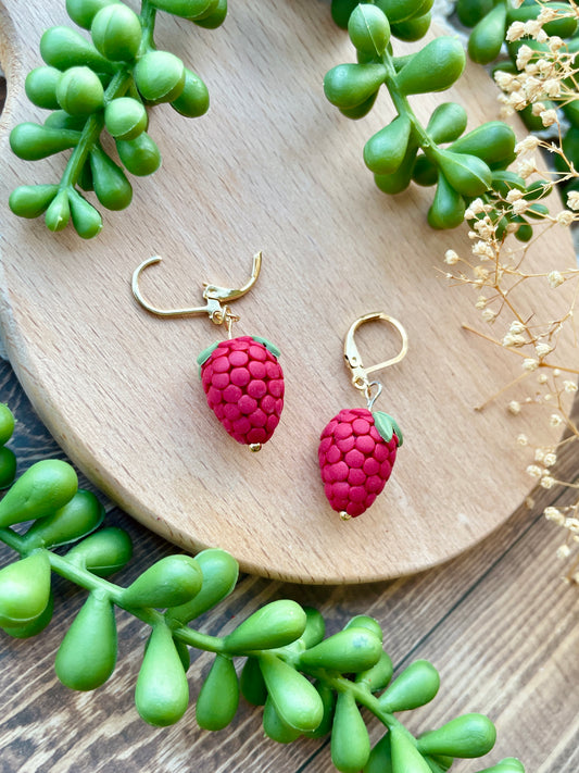 Raspberry dangle earrings