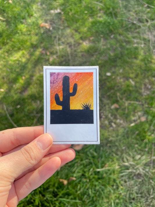 Cactus Sunset Polaroid Sticker
