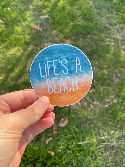 Life’s a Beach Hand Drawn Sticker