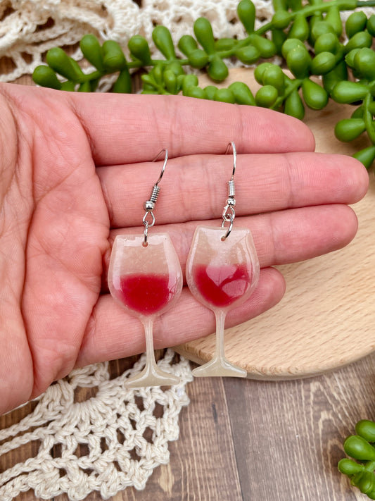 Wine Glass Clay Hook Earrings