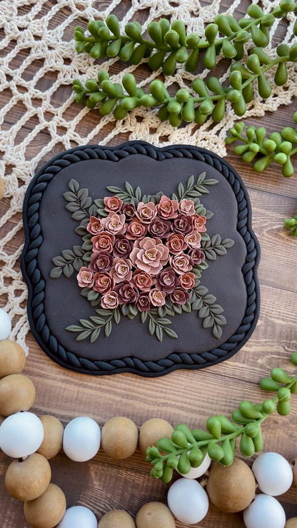 Muted Pinks Floral Clay Wall Hangings