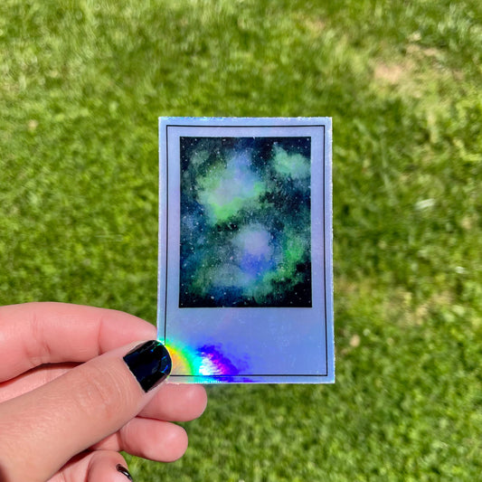 Holographic Galaxy Polaroid Sticker