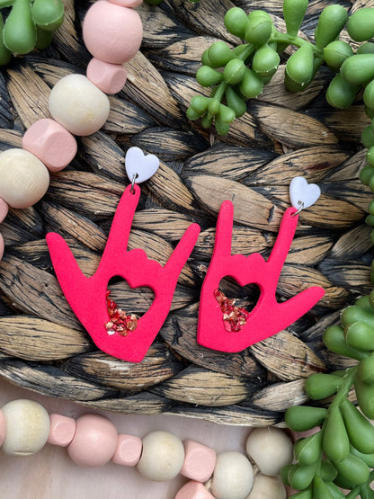 Valentine's Day ILY ASL Dangle Earrings