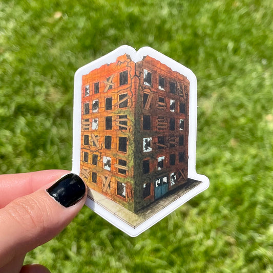 Abandoned Building Hand Drawn Sticker